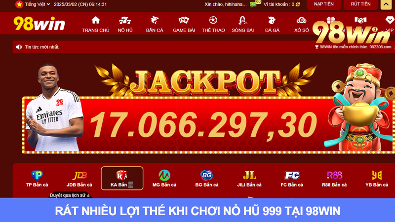 Chơi game nổ hũ tại 98win rất an toàn và minh bạch
